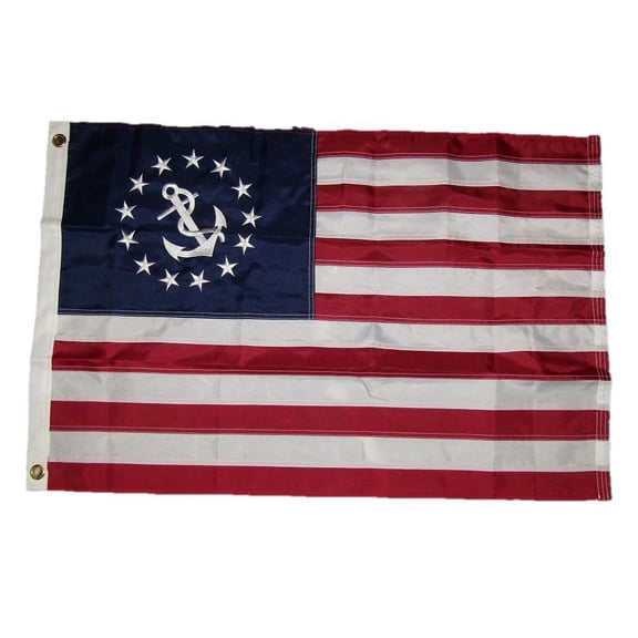 2x3 Embroidered Yacht Ensign USA Nautical 210D Sewn Nylon Flag 2'x3' Boat