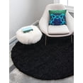 thumbnail image 2 of Unique Loom 3128124 Tapis Rond Shag Solide 8 Pi. 2 Po. x 8 Pi. 2 Po., Noir Jet, 2 of 10