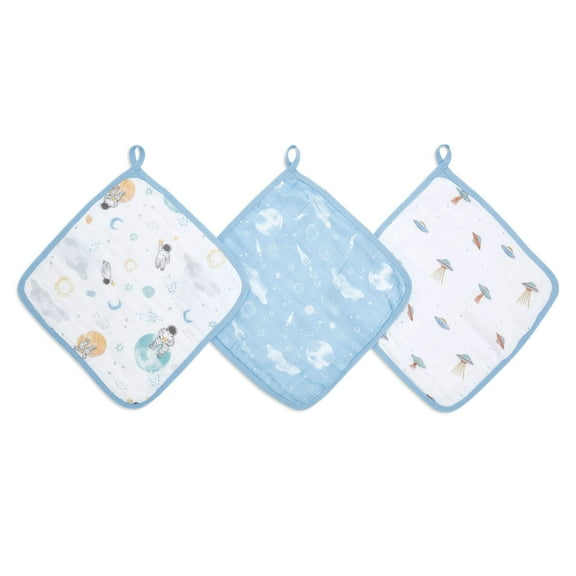 aden anais essentials, washcloths, space explorers 3-pack
