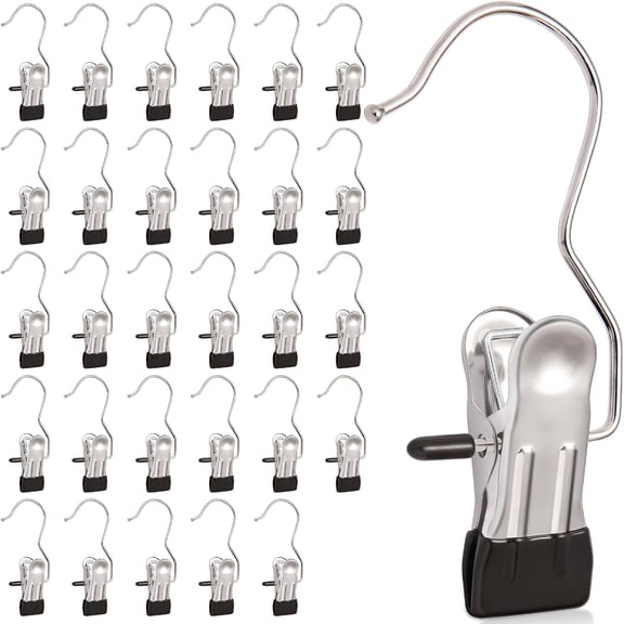XIBUFE 30 Pack Heavy Hanger Clips for Closet,Laundry Hooks Hanging Clips With,Clothespin for Clothes Pants,Clothes Pins Multi-Purpose Clip Big Hangers&Pants Clip Hangers for Hats Socks Towels Travel