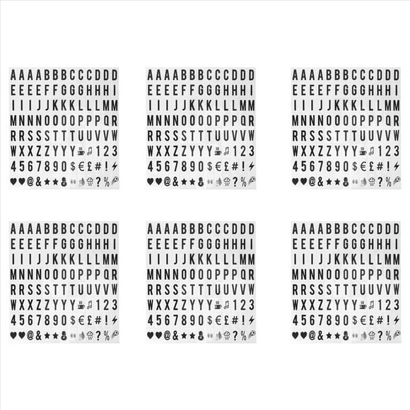 624 Piezas Cinematic Lightbox Reemplazo de Letras y Números en Negro para A4 Light Up Letter Box Sign Message Board 65.4X35Mm (la Caja de Luz LED NO Está Incluida) (Color: Negro)