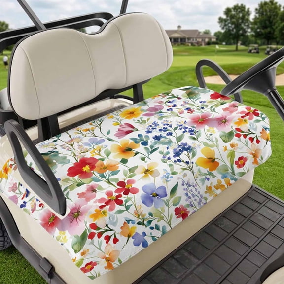 Golf Cart Seat Covers for 2 Seater,Leaf Flower Microfiber Cart Seat Towel Blanket,Plant Floral Garden Leaf Spring Summer Absorbent Breathable Non Slip Bench Seats Protector for Golf Course 51"x31"
