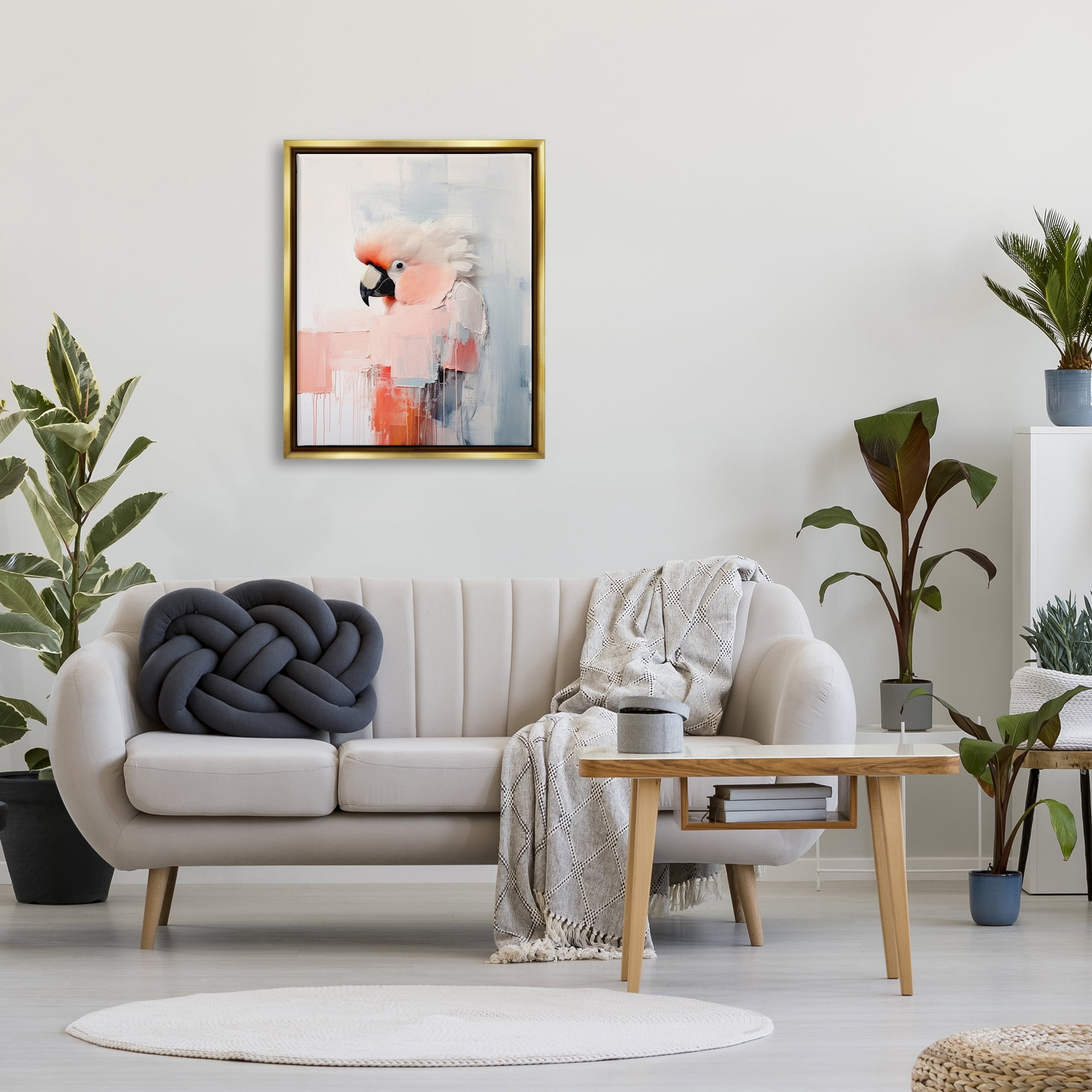 Stupell Industries Modern Cockatoo Portrait Animals & Insects Painting Gold Floater Framed Canvas Art Print Wall Art, 25 x 31