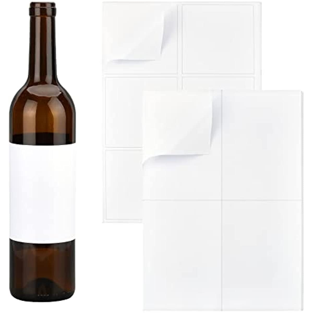 20 Sheets/100pcs Blank Wine Label 2 Sizes Matte White Label Sticker