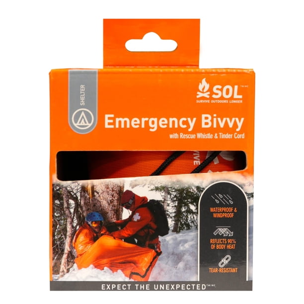 Bivvy de Emergencia SOL 91x213 cm Impermeable, Cortaviento y Resistente a Desgarros