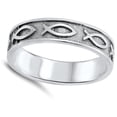 thumbnail image 4 of Christian Fish Ichthus Eternity Love Ring .925 Sterling Silver Band Jewelry Female Male Size 7, 4 of 4