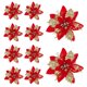 thumbnail image 4 of 10x Adornos de arreglo floral de Pascua navideña de 14,5 cm con flores brillantes para Rojo dorado, 4 of 8