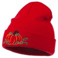 thumbnail image 2 of Halloween Pumpkin Embroidered Long Beanie - Red OSFM, 2 of 5