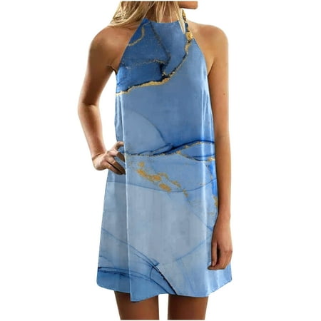 

Juebong Fashion Women Summer Casual Pullover Printing Sexy Sleeveless Mini Dress