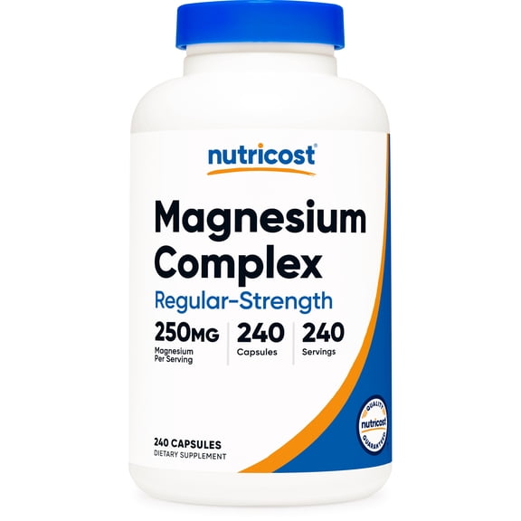 Nutricost Magnesium Complex 250mg, 240 Capsules - Magnesium Oxide, Citrate, and Glycinate - Gluten Free and Non-GMO