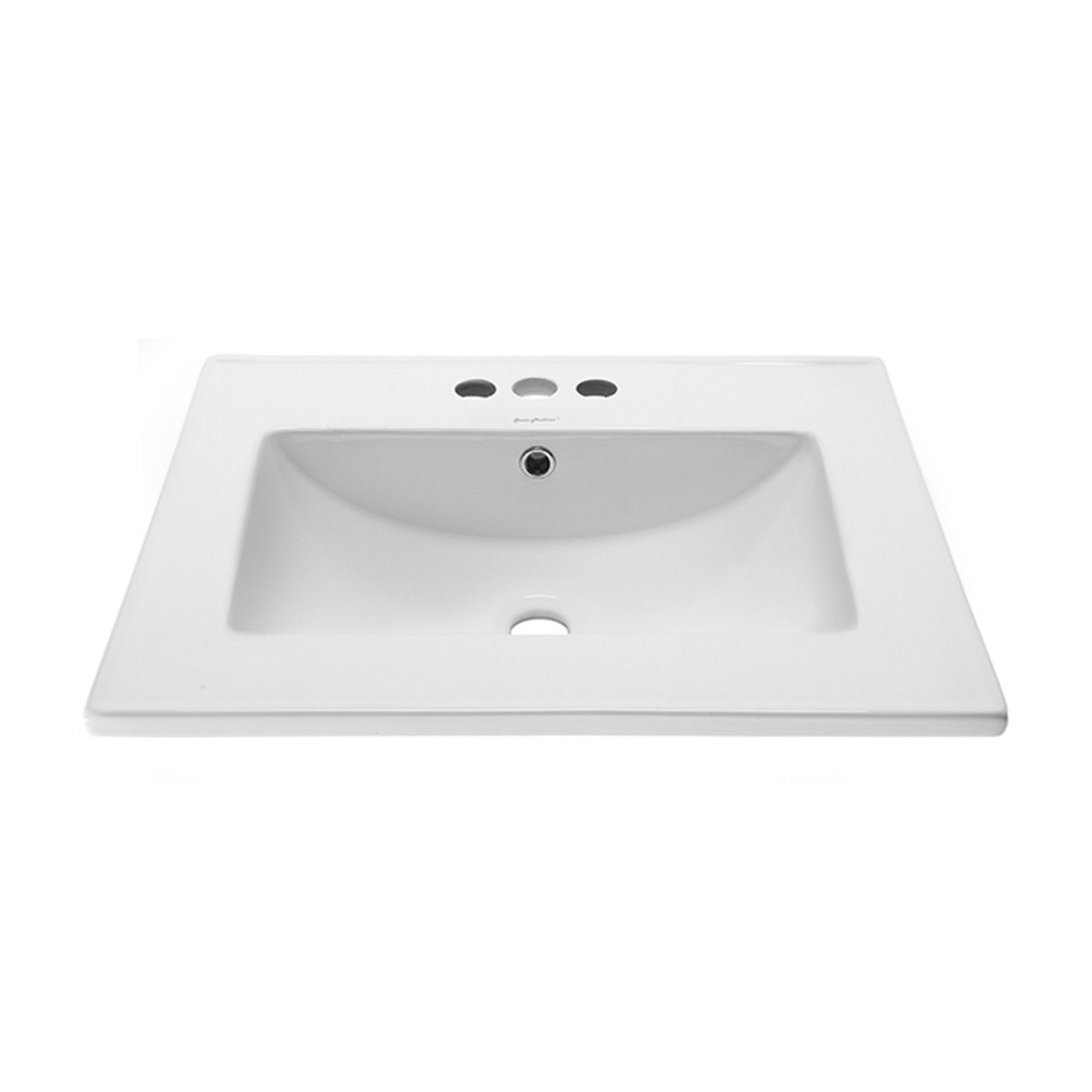 24" 3-Hole Centerset Vanity Sink Top in Glossy White