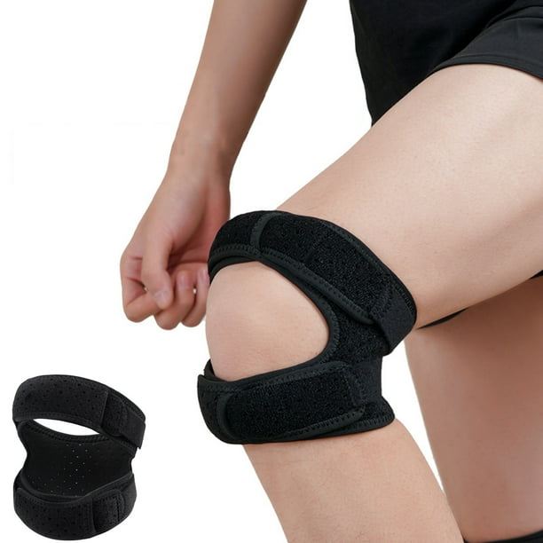 Soporte de articulación de menisco de rodillera rotuliana | Absorción de impactos de cojín de EVA, transpirable, presión bidireccional | Poliéster negro 60,5x7cm | Correr, Baloncesto, Fitness