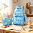 thumbnail image 1 of Conjunto de mochila escolar para niñas con bolsa para el almuerzo y estuche para lápices, estampado de estrellas impermeable, gran capacidad para primaria, 3 piezas., 1 of 8