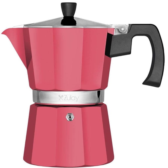 3-Cup Premium Moka Pot Stovetop Espresso Maker-Red