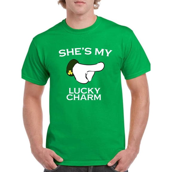 St Paddy's Day She's My Lucky Charm Graphic Men Kelly Green T-Shirt, Male XX-Large