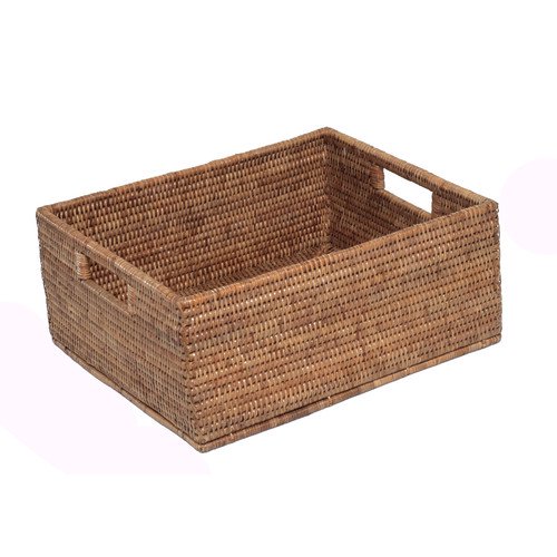 artifacts trading Rattan Rectangular Basket with Cutout Handles