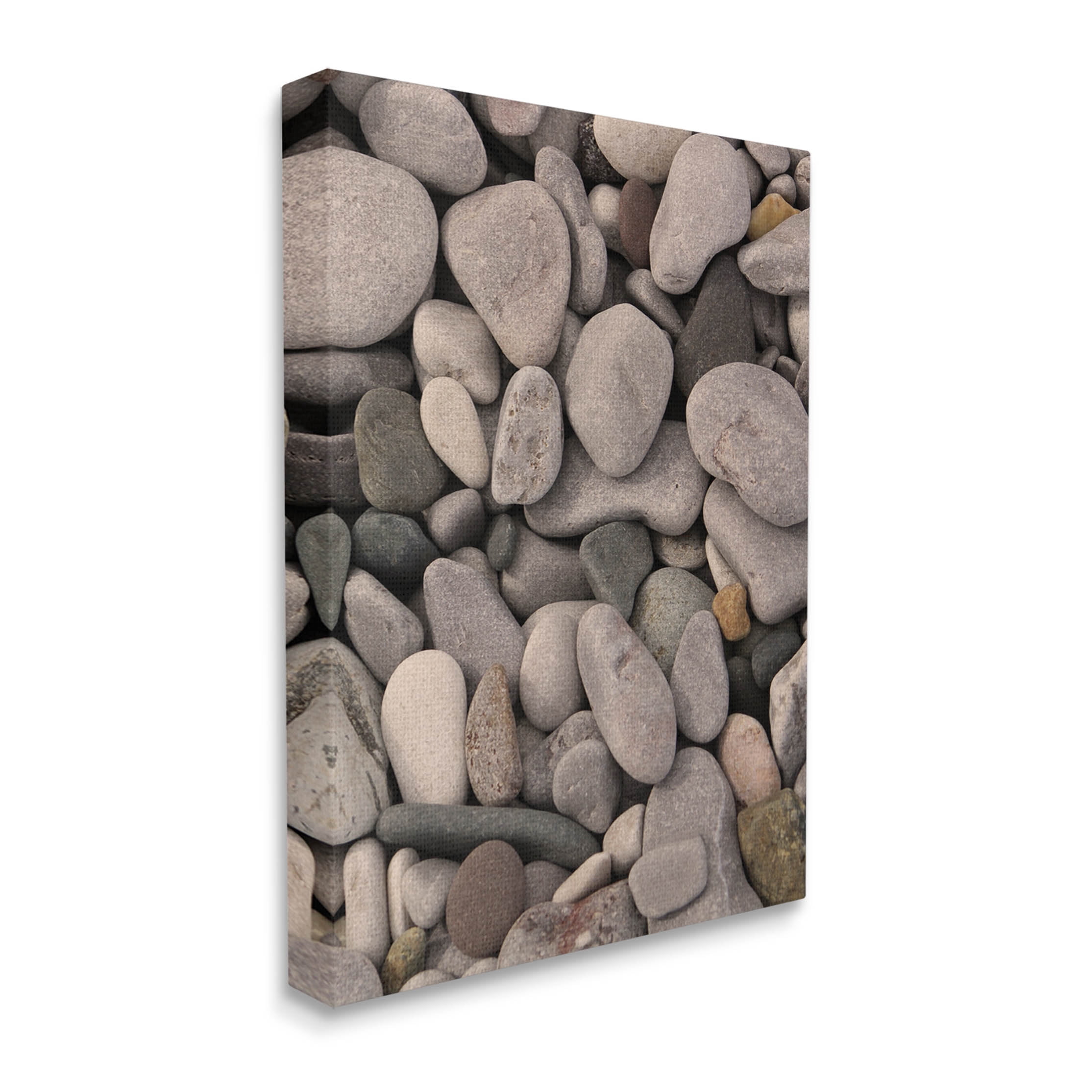 Various Beach Pebbles Composition Coastal Photograph Gallery Wrapped Canvas Print Wall Art