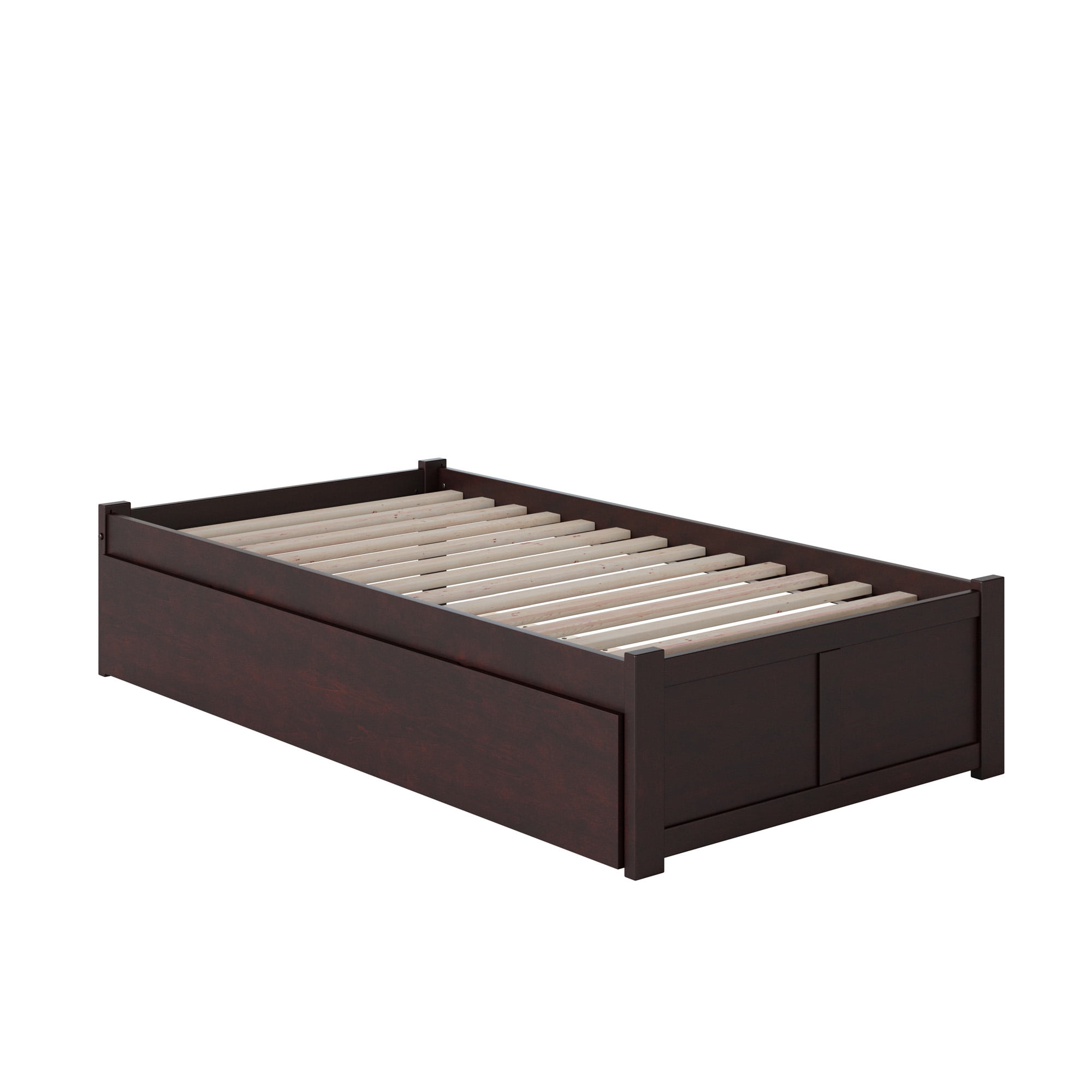 AFI Concord Twin Solid Wood Platform Bed with Footboard & Twin Trundle, Espresso