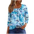 thumbnail image 2 of Fiudx Ofertas Relámpago Blusa de Manga 3/4 a La Moda para Mujer, Camiseta Estampada, Top Informal, 2 of 5