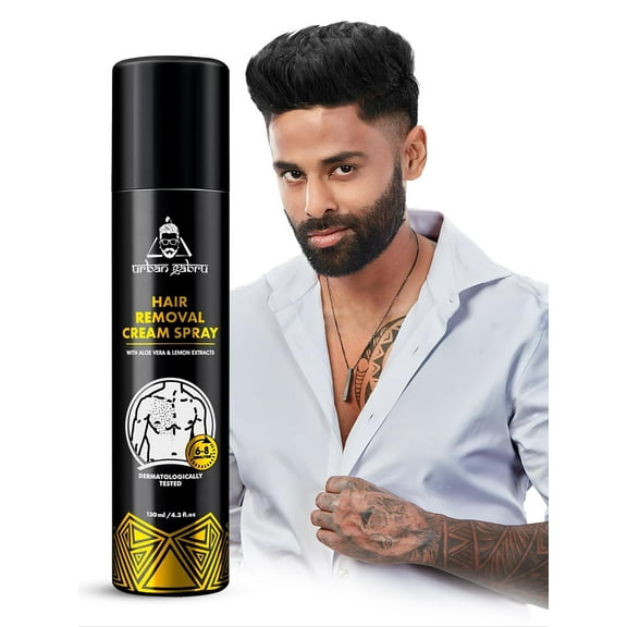 UrbanGabru Hair Removal Cream Spray | Painless Body Hair Removal Spray For Chest, Back, Legs & Under Arms (130 ML, Aloe Vera)