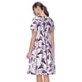 thumbnail image 2 of Bixox Robe d'Été à Manches Courtes pour Femmes Robe Ample Longueur Genou avec Poches-Violets Fleurs, 2 of 7