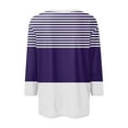 thumbnail image 5 of Scyoekwg 3/4 Sleeve Tunic Tops for Women Round Neck Three-Quarter Sleeve Tshirt Dressy Casual Blouse Tops for Women Trendy Lightweight Tshirt Loose Color Block Blouses (Purple,S), 5 of 5