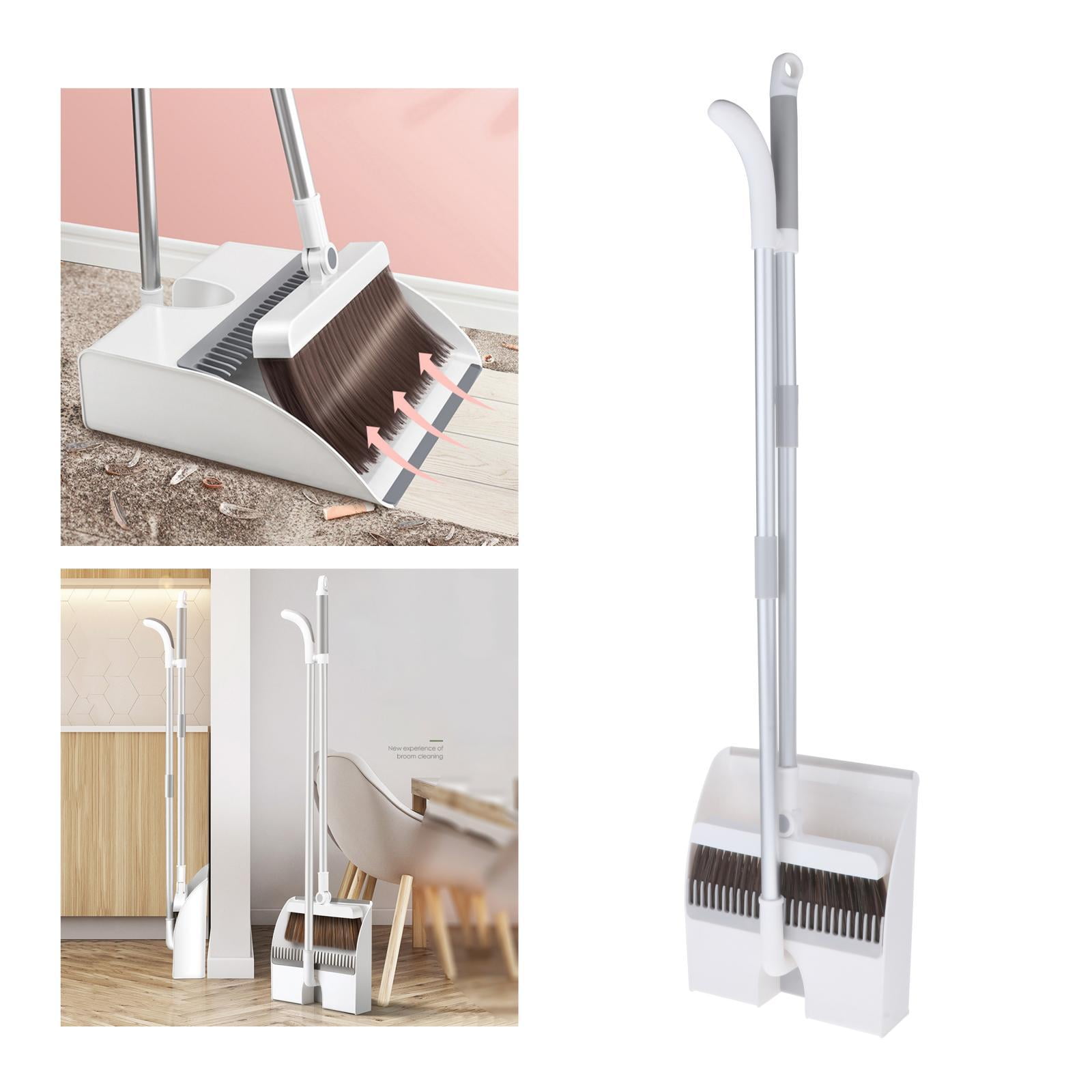 Masthome Dustpan Set with Brush and Dustpan Set Foldable Broom with 127 cm Handle Removable for All Floors Space Saving 