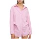 thumbnail image 3 of TaTaai Women's Button Pocket Lapel Shirt, Spring Summer Solid Stripe Loose Waist Top, Short Sleeve Casual Home Daily Outfit, Cold Hand Wash Design Gift, 3 of 6