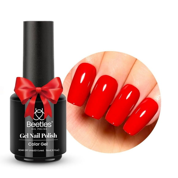 Esmalte de uñas en gel Beetles, manzana confitada de color rojo brillante, 15 ml