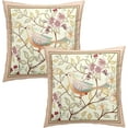 thumbnail image 2 of Vintage Floral Pillow Covers 16x16 Inch Spring Summer Rustic Flower Bird Decorative Throw Pillow Covers Set of 2 Farmhouse Pillowcases Cotton Square Cushion Covers for Couch Bed Sofa Chair, 2 of 6