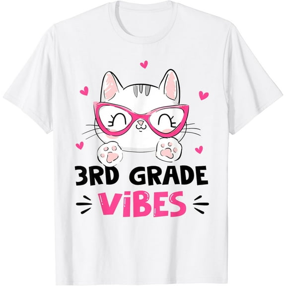 Sam Soft Third 3rd Grade Vibes Back to School Cute Cat Cute For Girls T-Shirt