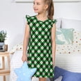 thumbnail image 4 of Balery Green Argyle Plaid Camisón de princesa para niñas, pijama de algodón con mangas abullonadas, suave y bonito.-Small, 4 of 6