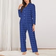 thumbnail image 2 of Daiia Blue Lantern Shapes for Women's Long-Sleeved Pajama Set – Soft & Comfortable Sleepwear Button-Up Pajamas Cozy Lounge Wear-Small, 2 of 7