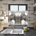 thumbnail image 4 of Yayeee Kitchen Curtains Tier Pair Light Filtering 27"x36" Rod Pocket Short Cafe Window Panel, Gray Hexagons, 4 of 7