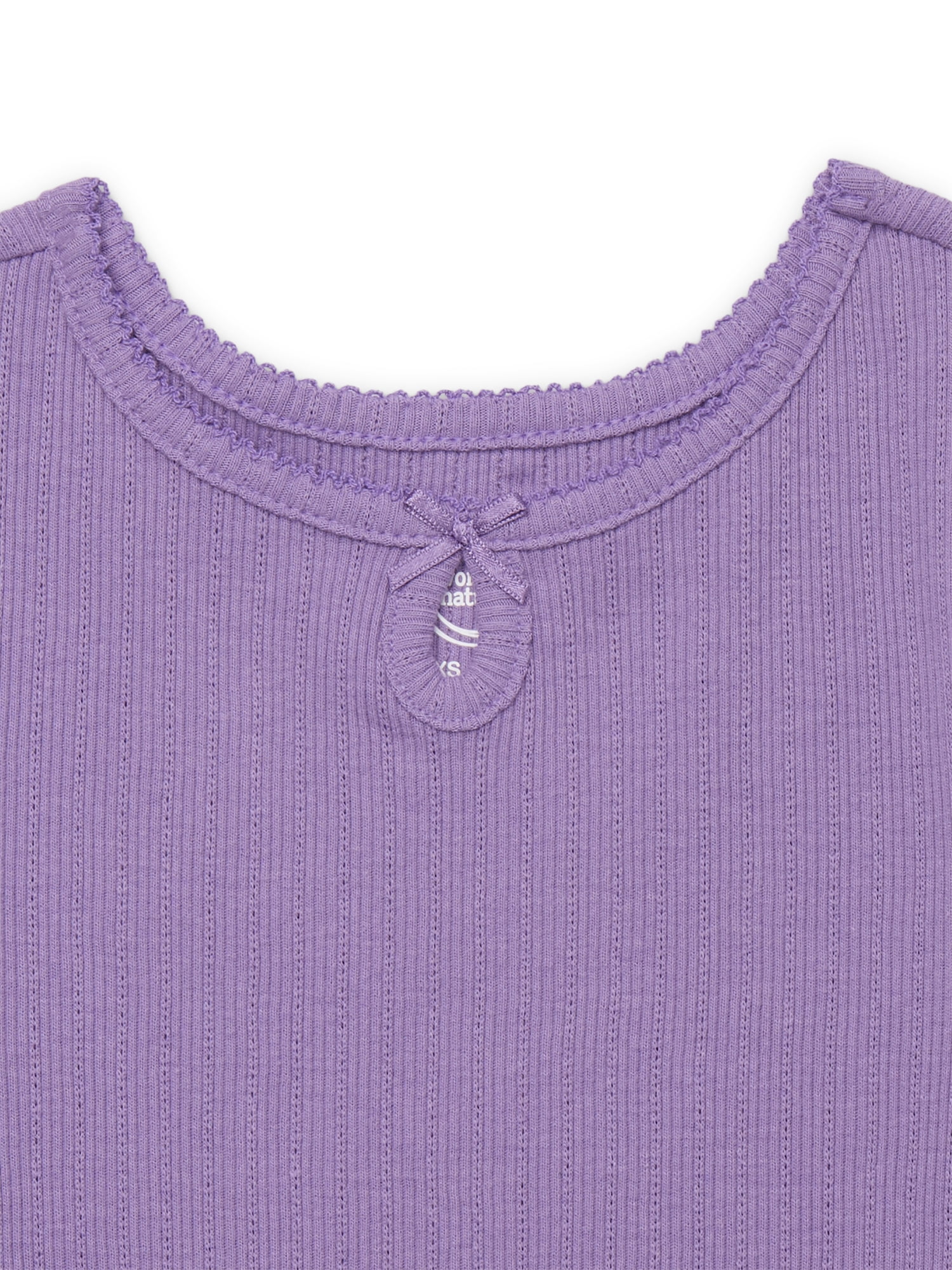 Wonder Nation Girls Ribbed Pointelle Keyhole T-Shirt, Sizes 4-18 & Plus