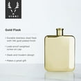 thumbnail image 3 of Viski 14K Gold Plated Stainless Steel Flask 6 oz for Whiskey & Vodka, 3 of 7