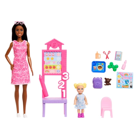 Barbie Careers Teacher Playset with Fashon Doll, Toddler Doll, Classroom Board & Accessories