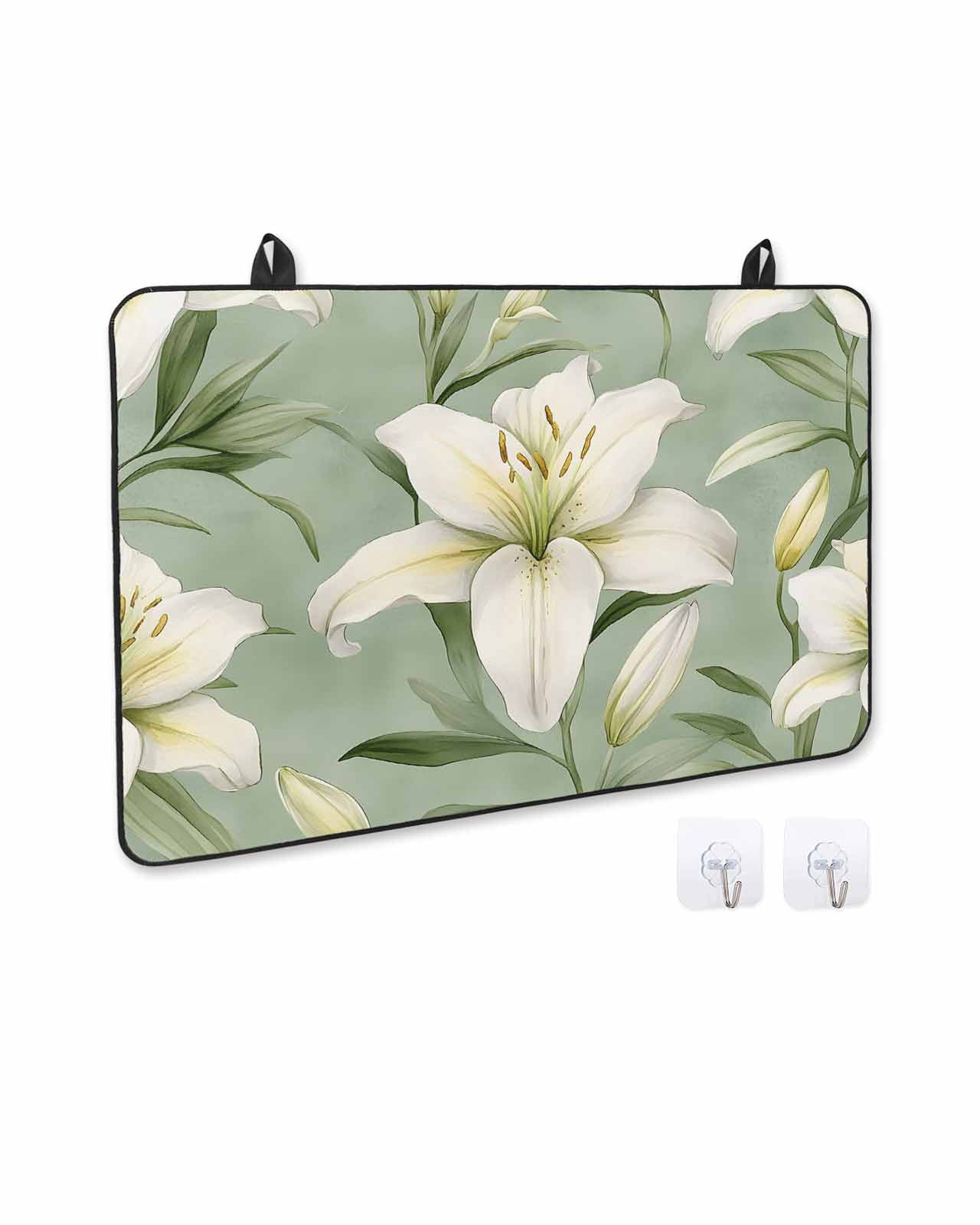 nqOlkjepod Large Induction Cooktop Protector Mat 24"x21", Spring Blooms Floral Stove Top Covers for Electric Stove, Sage Green Botanical Decorative Stove Burner Cover Mats, Glass Top Stove Cover