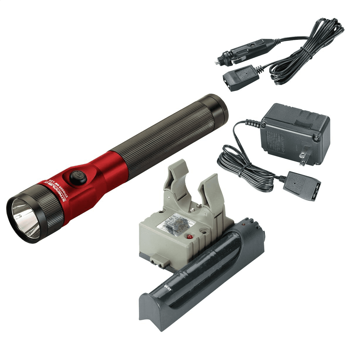 Streamlight Stinger DS LED Bright Rechargeable Flashlight with Dual Switches - Red