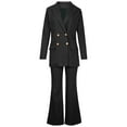 thumbnail image 4 of WXLWZYWL Womens Suits Blazer and Pants Long Sleeve Solid Suit Pants Casual Elegant Business Suit Sets Black, 4 of 6