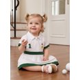 thumbnail image 6 of Cjfdfy Toddler Baby Girl Golf Dress Outfit Newborn Baby Girls Summer Dress Short Sleeve Lapel Collar Golf Themed Embroidery Half Zipper A Line Contrast Color Dress, 6 of 9