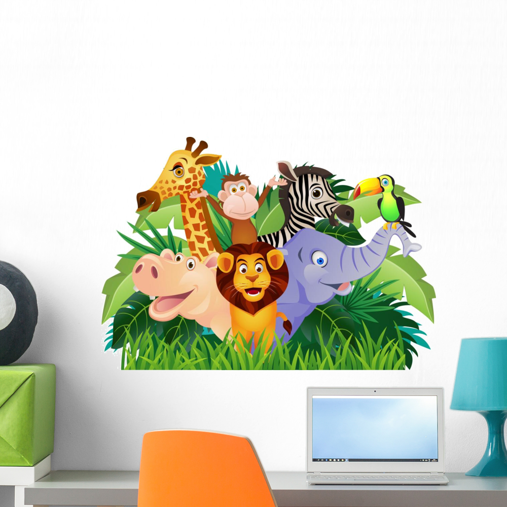 Animal Cartoon Wall Decal by Wallmonkeys Peel and Stick Graphic (24 in ...