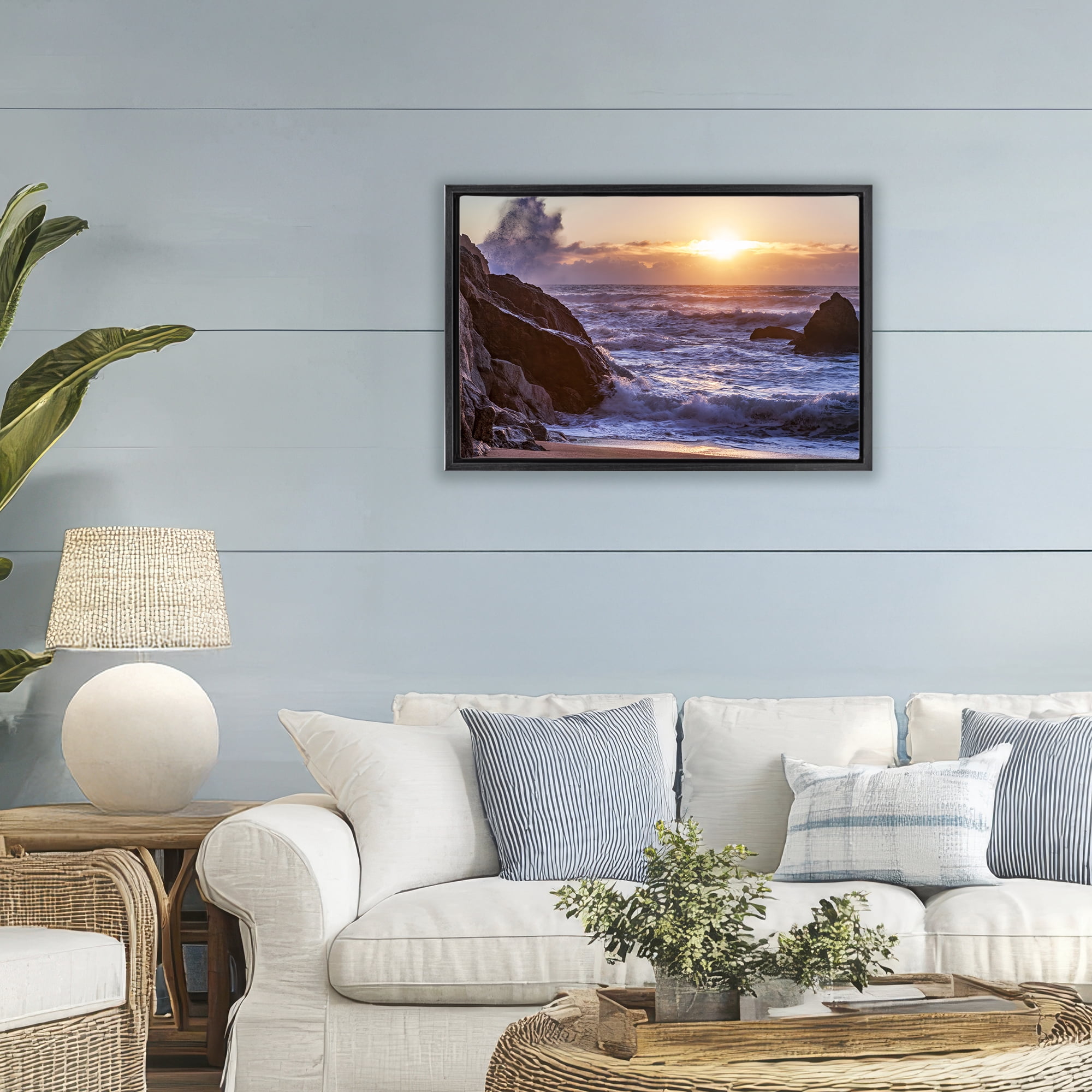 Stupell Industries Siren Song Rocky Shore Black Framed Floater Canvas Wall Art, design by Shelley Carlisle