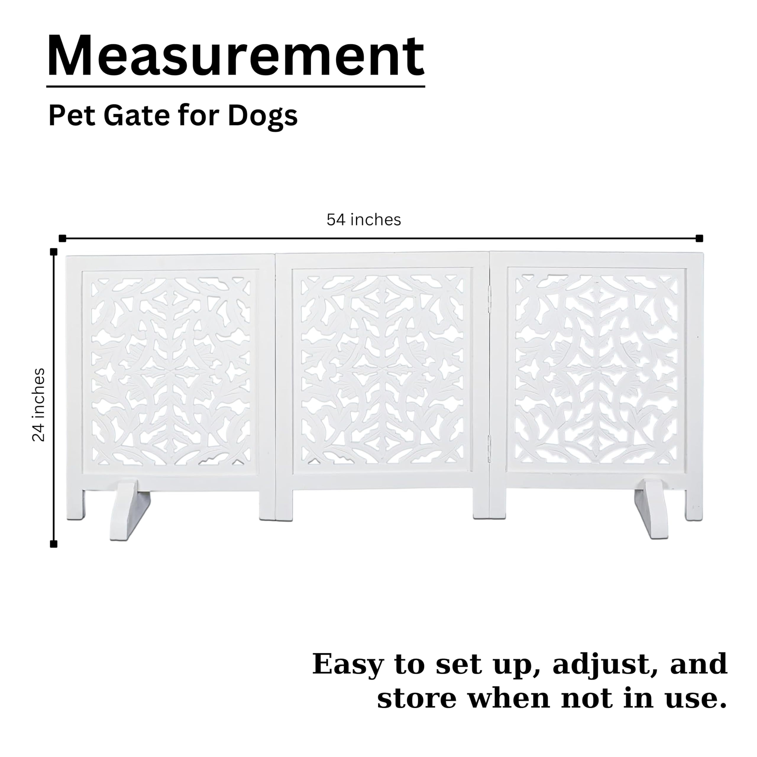 The Wooden Town 24 Inch Tall Foldable Wooden Freestanding Pet Gate, 54 Inch Wide