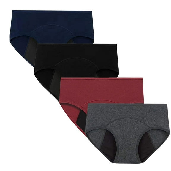 3/4-Pack Teen Girls Period Underwear Briefs Cotton Soft Women Leakproof Menstrual Panties Postpartum Panties XS-3XL