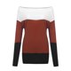 thumbnail image 1 of Gibobby Sueteres Para Mujeres Calientitos Fashion Women Stripes Patchwork Strapless Long Sleeves Tops Pullover Sweater(Marrón,XG), 1 of 4