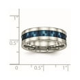 thumbnail image 6 of Chisel Stainless Steel Polished Blue IP-plated Checkered Design 7mm Band, 6 of 7