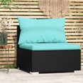 thumbnail image 1 of vidaXL Garden Middle Sofa with Cushions Black Poly Rattan, 1 of 5