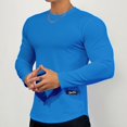thumbnail image 4 of Camiseta informal de manga larga para hombre, Camisa lisa para gimnasio, Fitness, culturismo, Tops de moda para hombre, ropa de rayas delgadas, Otoño e Invierno, 4 of 5