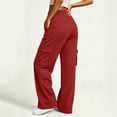 thumbnail image 7 of Ninixx Womens Button Front Cargo Pants Relaxed Wide Leg Utility Trousers with Multi Pockets, 7 of 7